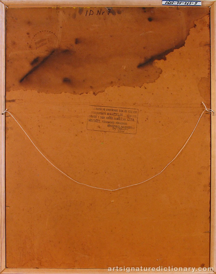 Close-up details showing Albin AMELIN signature forgery characteristics