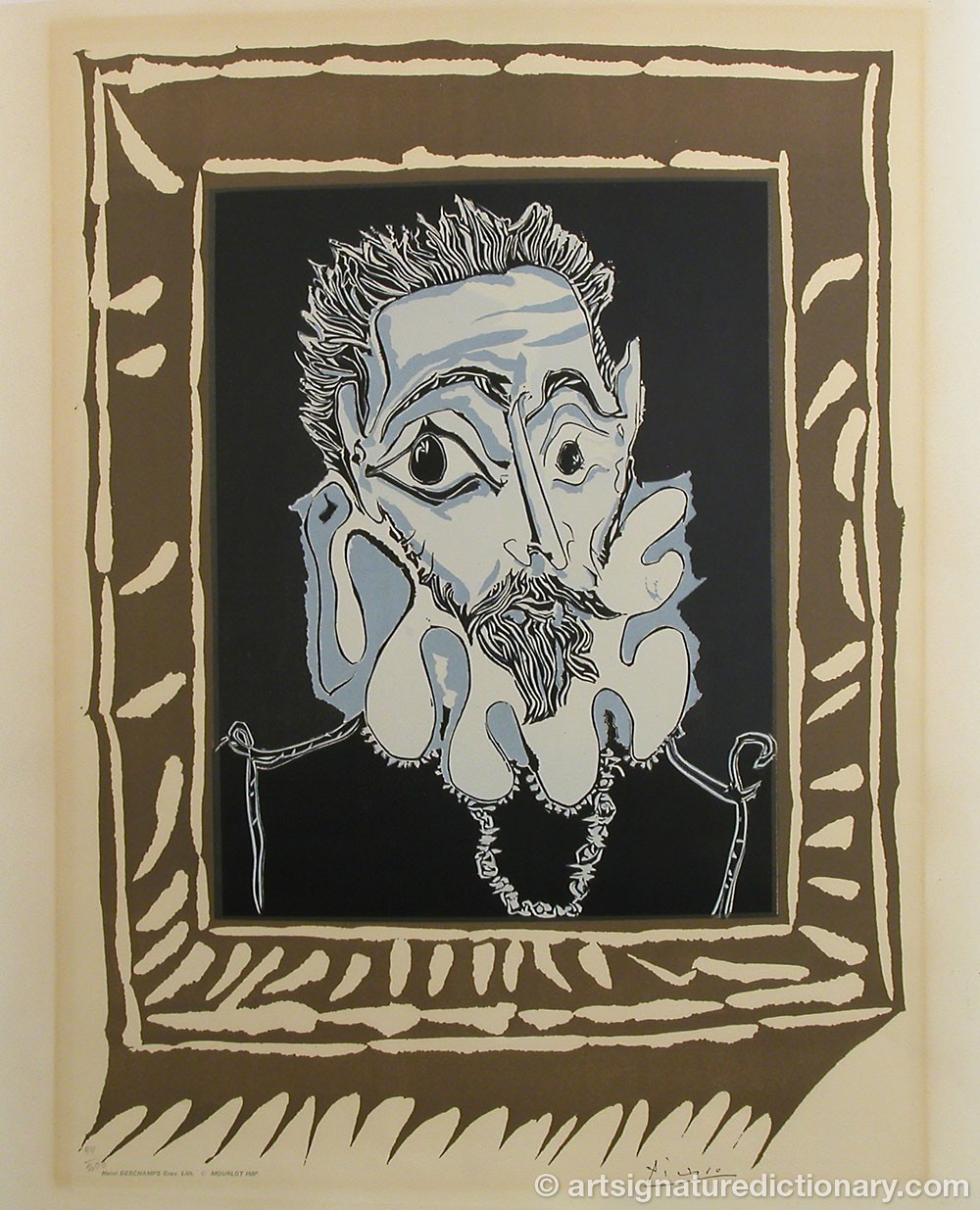 Close-up details showing Pablo PICASSO signature forgery characteristics