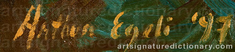 Authentic signature by Arthur Bjorn EGELI on Painting/Watercolour artwork