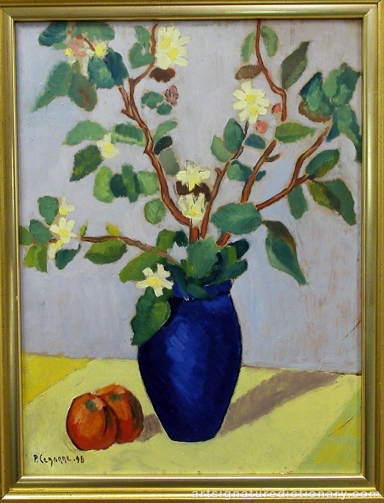 Close-up details showing Paul CÉZANNE signature forgery characteristics