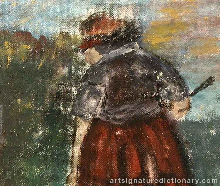 Close-up details showing Edvard MUNCH signature forgery characteristics