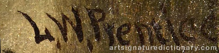 Authentic signature by Levi Wells PRENTICE on Painting/Watercolour artwork