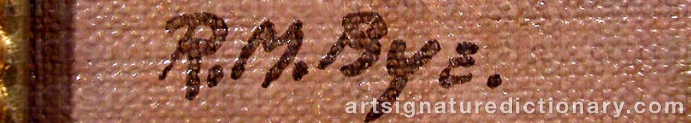 Authentic signature by R. M. BYE on  artwork