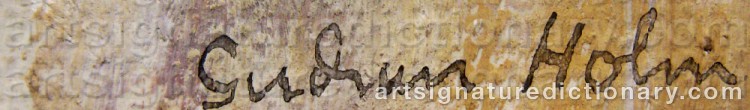 Authentic signature by Gudrun HOLM on  artwork