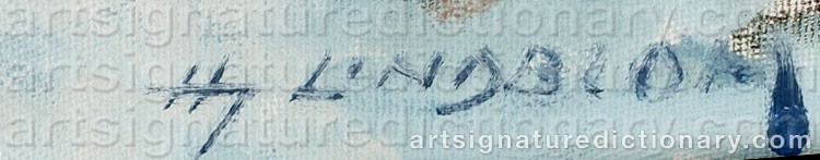 Authentic signature by Hjalmar LINDBLOM on  artwork