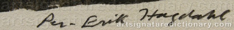 Authentic signature by Per-Erik HAGDAHL on  artwork
