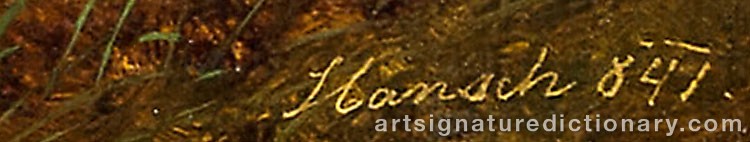 Authentic signature by Anton HANSCH on  artwork