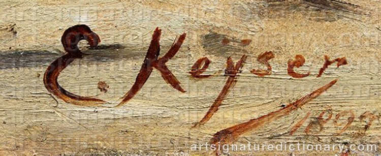 Authentic signature by Emil KEYSER on  artwork