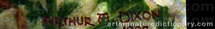 Authentic signature by Arthur A. DIXON on  artwork