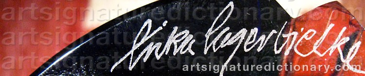 Authentic signature by Erika LAGERBIELKE on  artwork