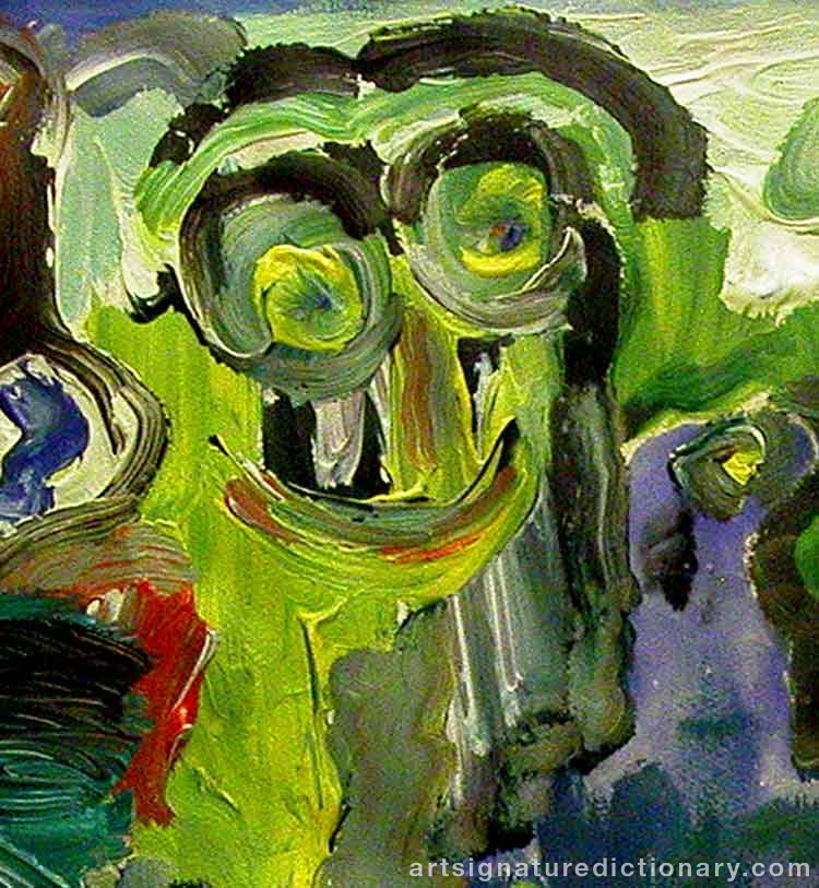 Close-up details showing Karel APPEL signature forgery characteristics