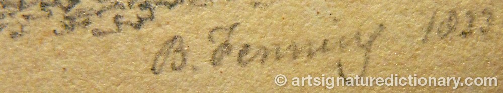 Authentic signature by B. JENNING on artwork