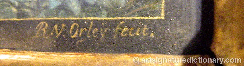 Authentic signature by Richard Van ORLEY on  artwork