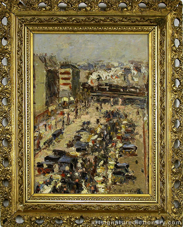 Close-up details showing Konstantin Alexeievich KOROVIN signature forgery characteristics