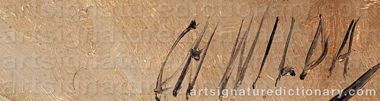 Authentic signature by Charles WILDA on  artwork