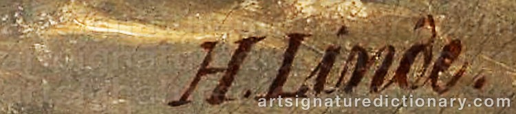 Authentic signature by Hermann LINDE on  artwork