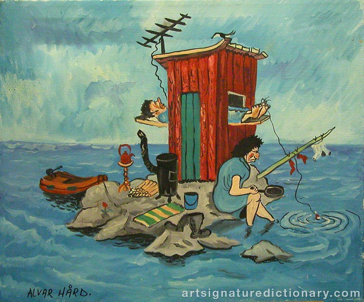 Close-up details showing Alvar HÅRD signature forgery characteristics