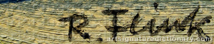 Authentic signature by Rudolf FLINK on artwork