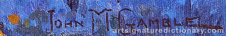 Authentic signature by John Marshall GAMBLE on Painting/Watercolour artwork