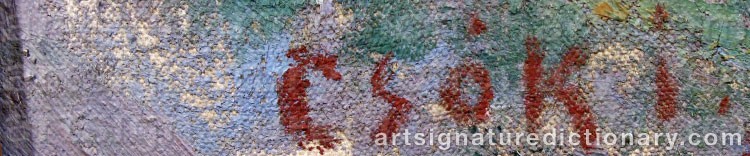 Authentic signature by István CSOK on  artwork