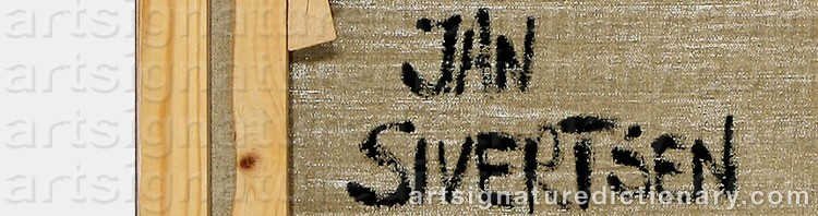 Authentic signature by Jan SIVERTSEN on  artwork