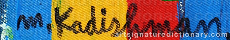 Authentic signature by Menashe KADISHMAN on  artwork