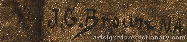 Authentic signature by John George ‘J.g.’ BROWN on Painting/Watercolour artwork