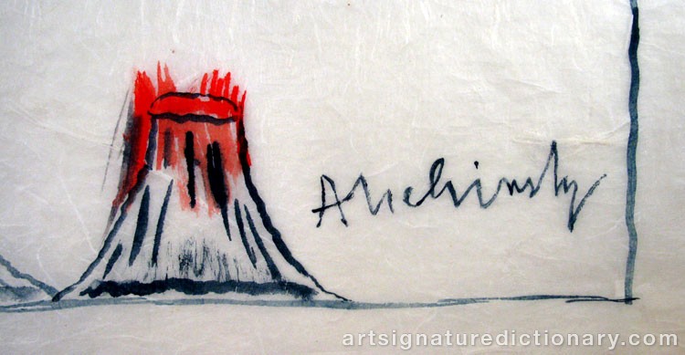 Close-up details showing Pierre ALECHINSKY signature forgery characteristics