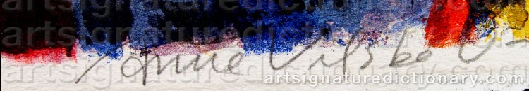 Authentic signature by Anne VISBØLL on Drawing/Graphic/Print artwork