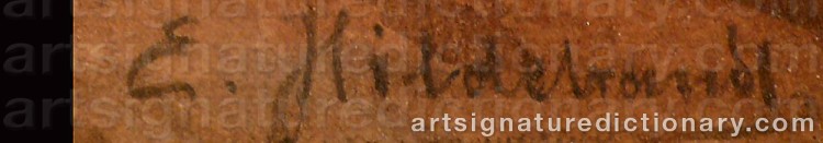 Authentic signature by Eduard HILDEBRANDT on artwork