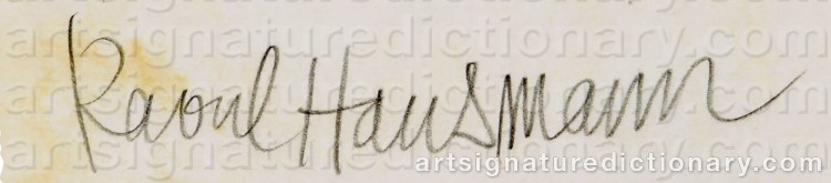 Authentic signature by Raoul HAUSMANN on Drawing/Graphic/Print artwork