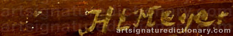 Authentic signature by Johan Hendrik Louis MEYER on  artwork