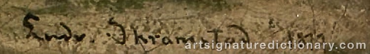 Authentic signature by Ludvig SKRAMSTAD on artwork