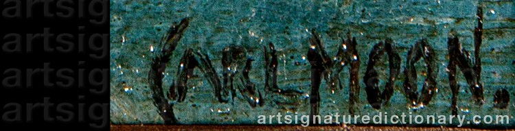 Authentic signature by Carl (Karl) Everton MOON on artwork