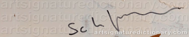 Authentic signature by Mario SCHIFANO on  artwork