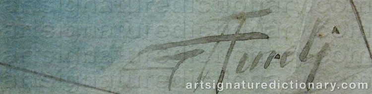 Authentic signature by Giuseppe AURELI on  artwork