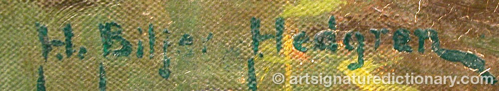 Authentic signature by Harald BILJER-HEDGREN on  artwork