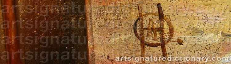Authentic signature by Olaf August HERMANSEN on artwork