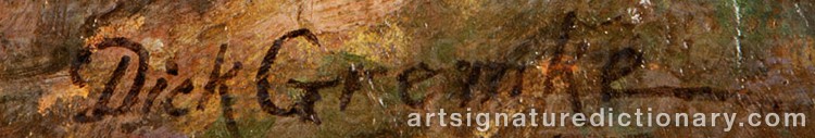 Authentic signature by Henry Dietrich (Dick) GREMKE on  artwork