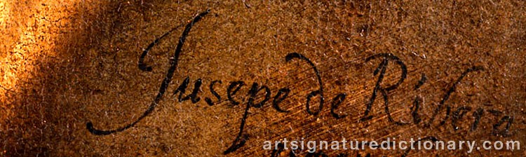 Authentic signature by Jusepe De RIBERA on  artwork