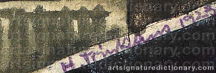 Authentic signature by Karl Hermann TRINKAUS on artwork