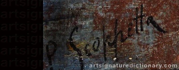 Authentic signature by Pietro SCOPPETTA on  artwork