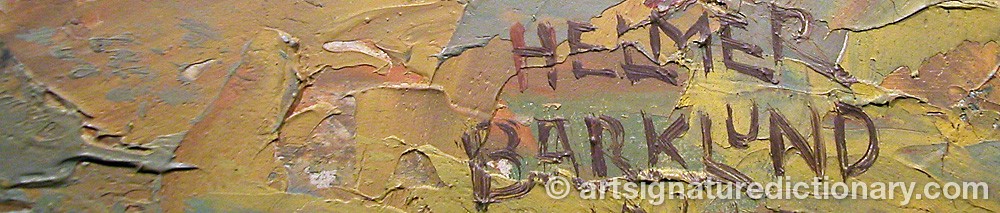 Authentic signature by Helmer BARKLUND on  artwork