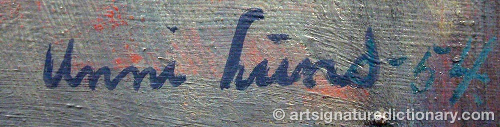 Authentic signature by Unni LUND on artwork