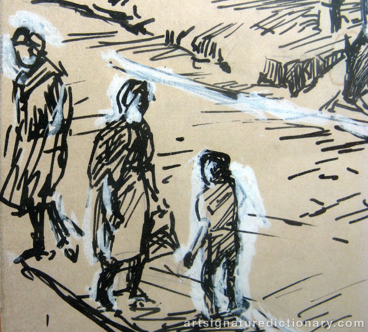 Close-up details showing Max LIEBERMANN signature forgery characteristics