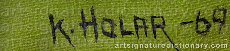 Authentic signature by Knud HOLAR on Painting/Watercolour artwork