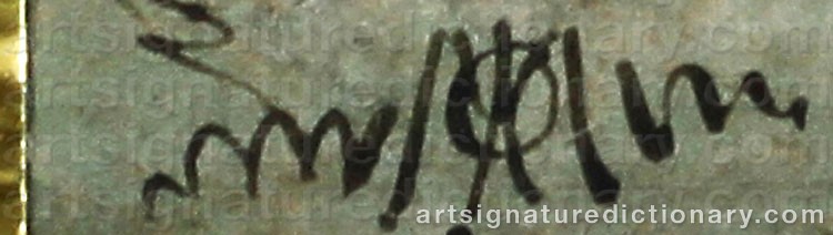 Authentic signature by August MANKELL on  artwork