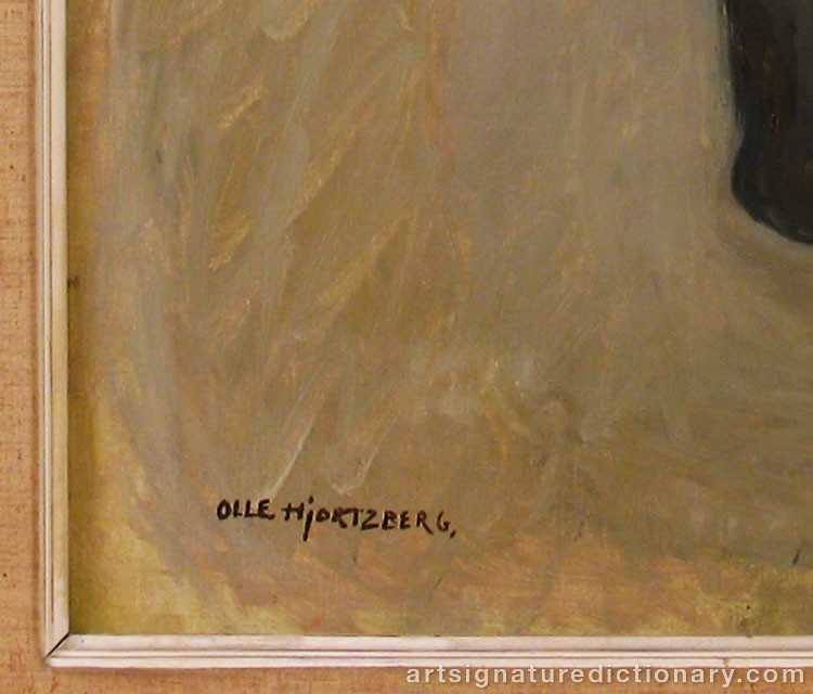 Close-up details showing Olle HJORTZBERG signature forgery characteristics