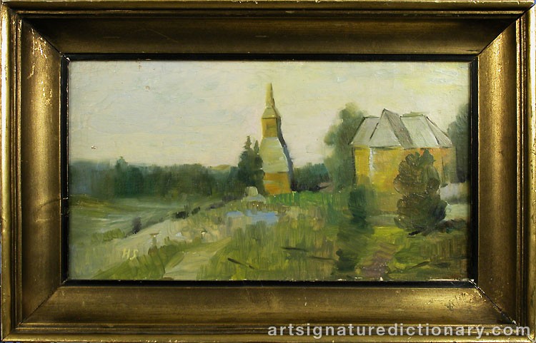 Close-up details showing Helene SCHJERFBECK signature forgery characteristics