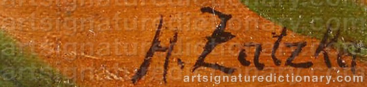 Authentic signature by Hans ZATZKA on artwork